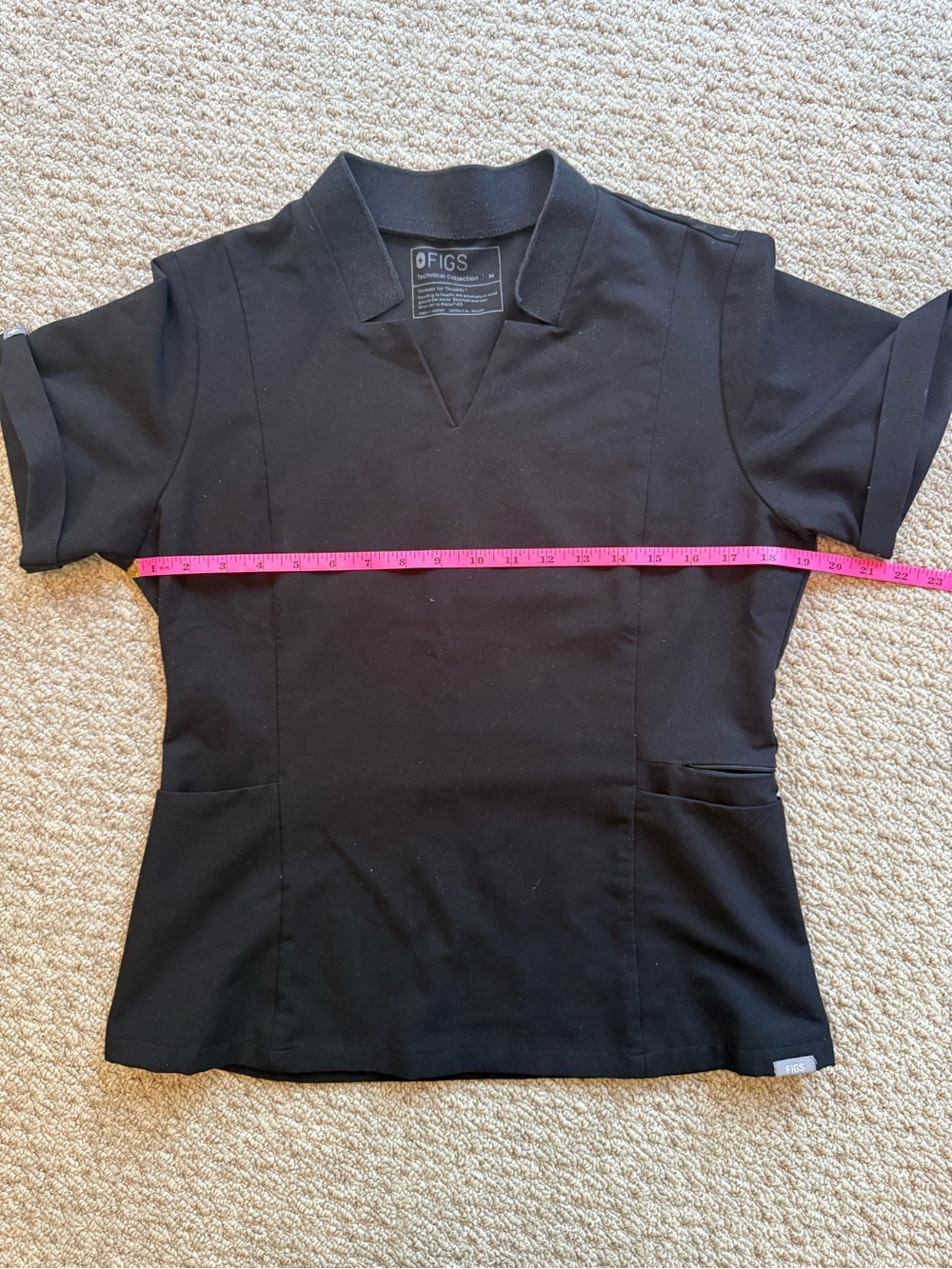 Figs Black V-Neck Short Sleeve Medical Top